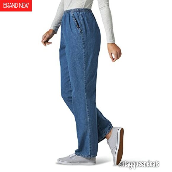 Cotton Pull-On Pants Elastic Waist Relaxed Fit Women's Casual Wear - Picture 4 of 7